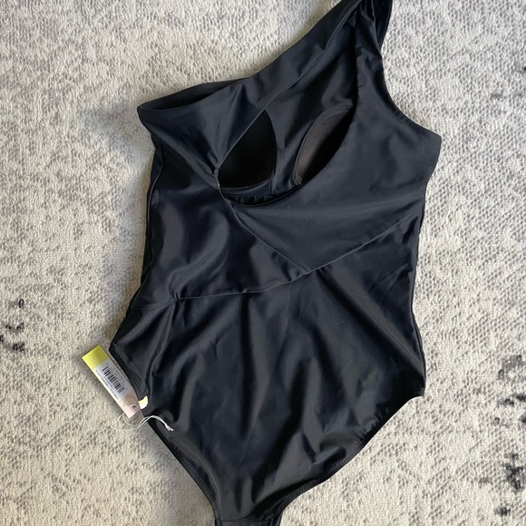 Summersalt The Ruched Sidestroke Black One-Shoulder one piece Swimsuit 10 nwt - Picture 9 of 9
